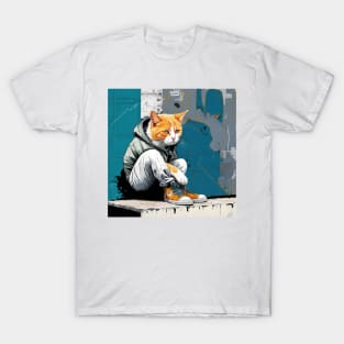 Ginger cat goes urban chic - Feline Fashionista #6 T-Shirt